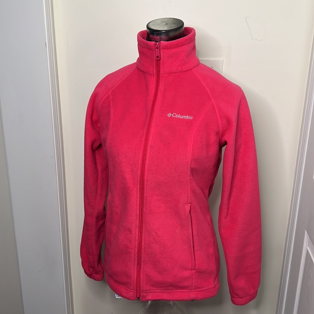 Columbia Pink High Neck Fleece Jacket Size Small